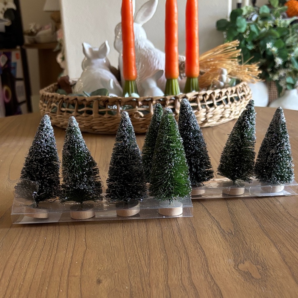 Miniature Snow-Covered Green Holiday Trees